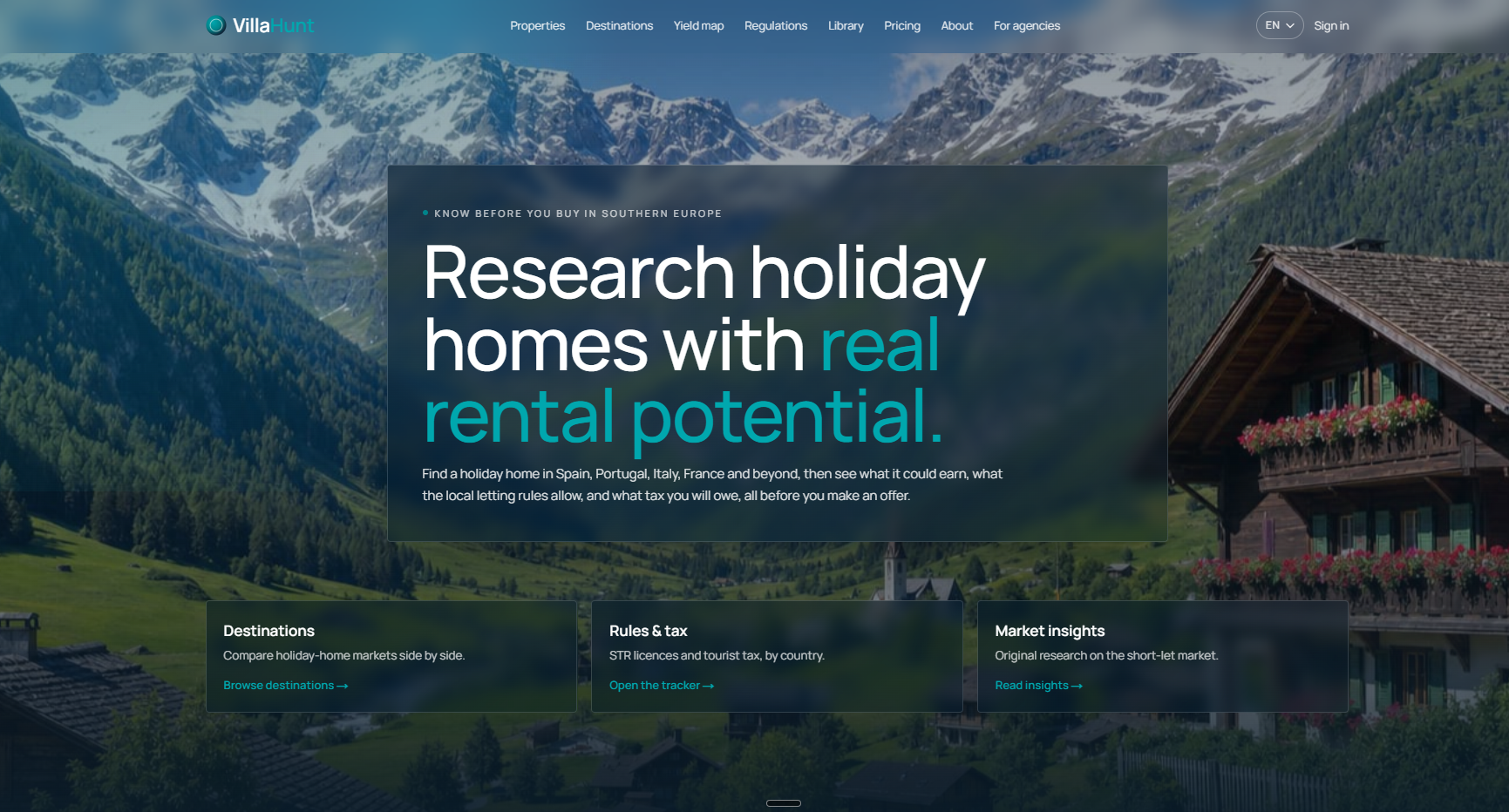 VillaHunt, a holiday-home research platform built by Quill